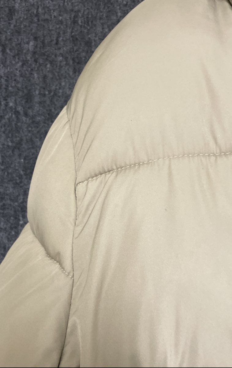 H&M Women's Tan Hooded Puffer Jacket Quilted Drawstring Hem Sz M