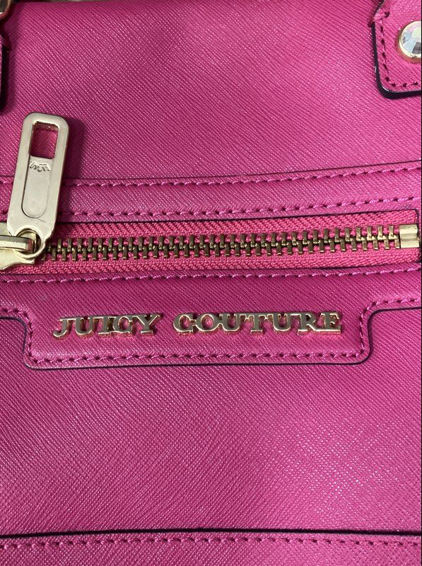 Juicy Couture Hot Pink Saffiano Faux Leather Satchel Bag Gold Hardware
