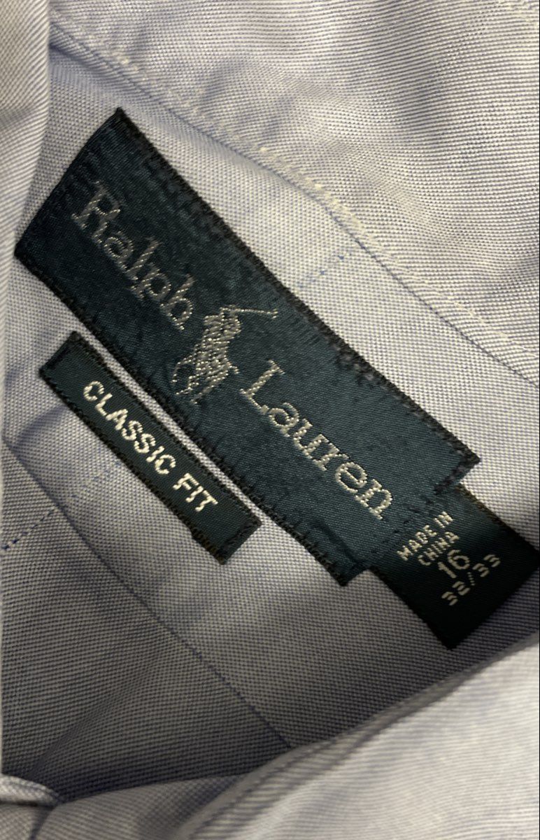Ralph Lauren Men's Blue Classic Fit Long Sleeve Button Down Shirt Sz 16 32/33