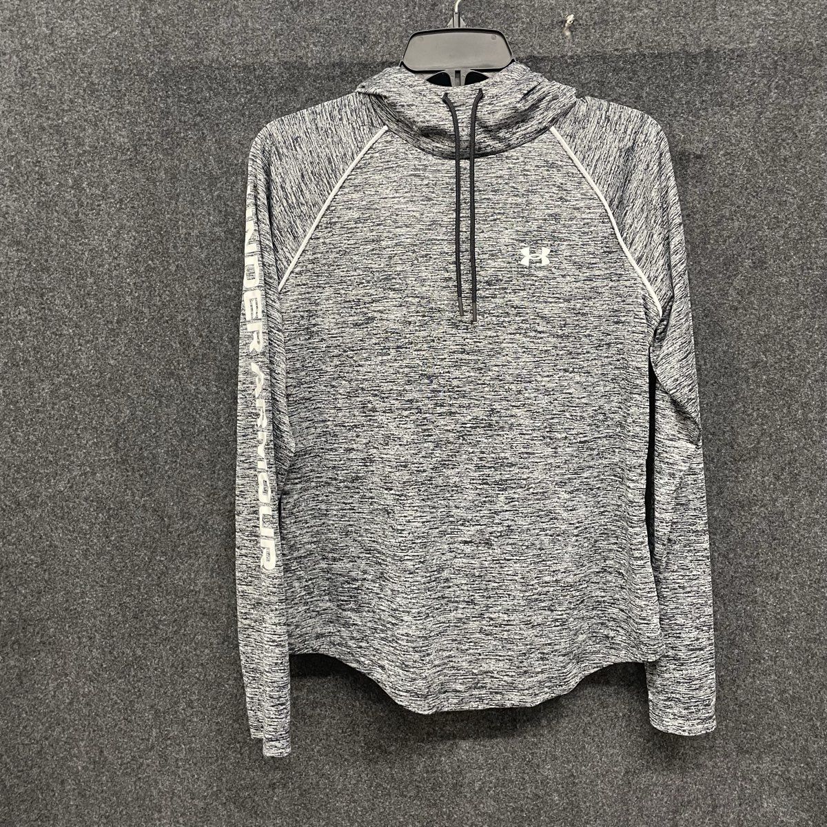 Under Armour Women's Tech Twist Pullover Hoodie Grey Heathered Graphic Sz M