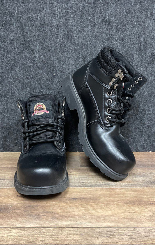 Brahma Steel Toe Black Leather Work Boots Men's Size 6.5 W MNBR46DP003
