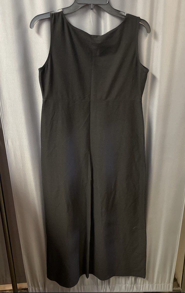 Eileen Fisher Women's Black Surplice V-Neck Sleeveless Viscose Midi Dress Sz S