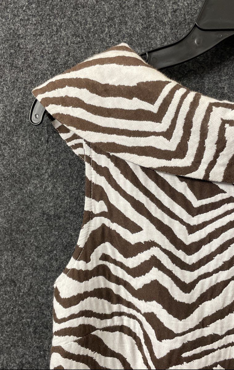 Dana Buchman Women's Brown Ivory Zebra Print Cowl Neck Sheath Dress Size 8 NWT