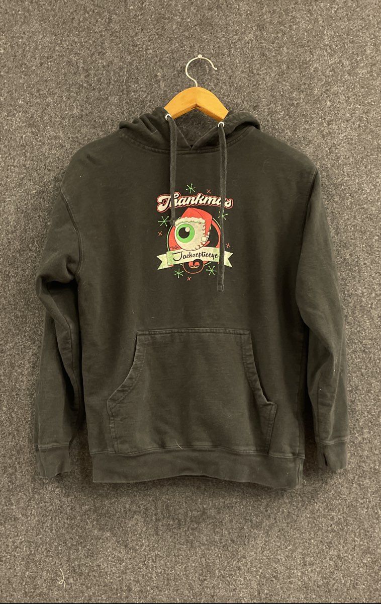 Jacksepticeye Unisex Black Thankmas Santa Eye Graphic Pullover Hoodie Sz M