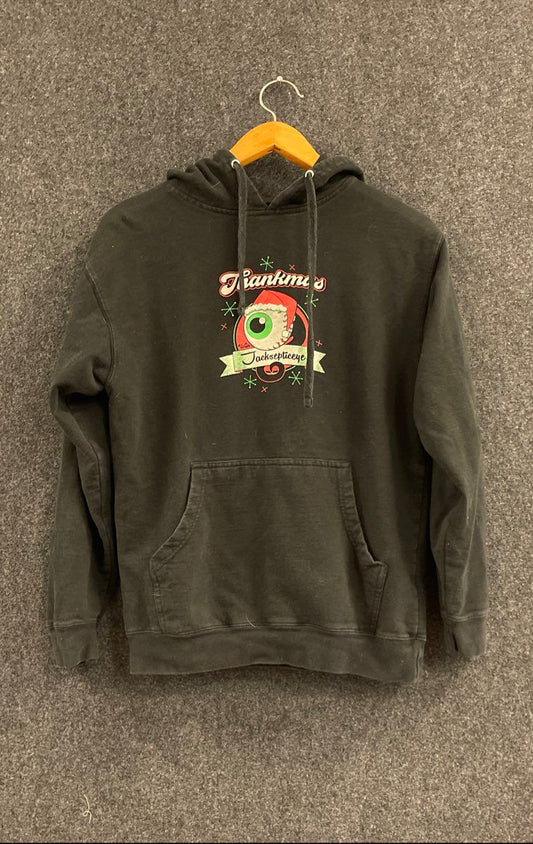 Jacksepticeye Unisex Black Thankmas Santa Eye Graphic Pullover Hoodie Sz M