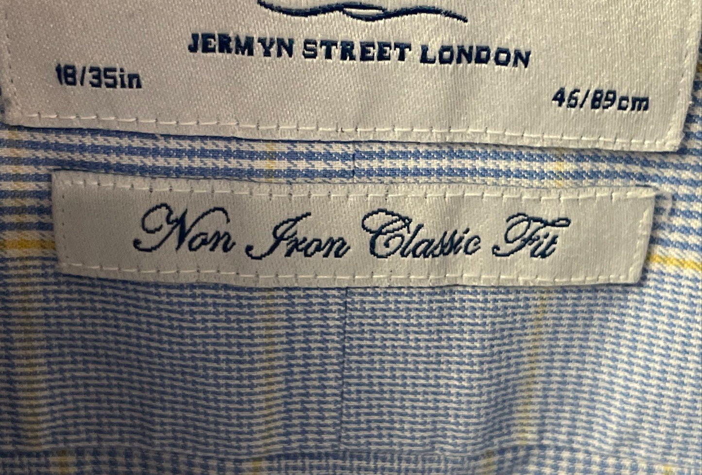 Charles Tyrwhitt Men's Blue Plaid Non-Iron Classic Fit Button Up Shirt Sz 18/35