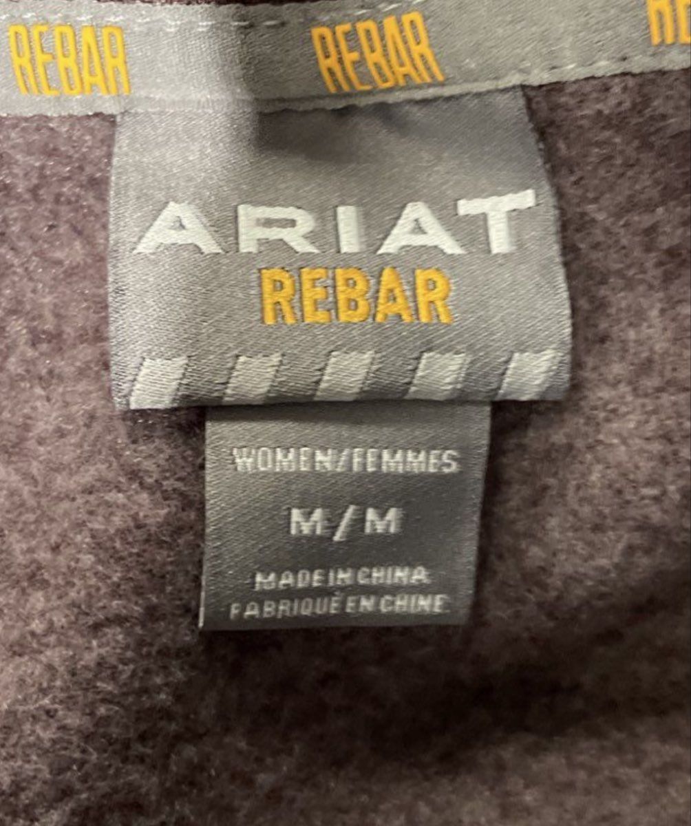 Ariat Rebar Women's Maroon Quarter Zip Hoodie Water Repellent Workwear Sz M