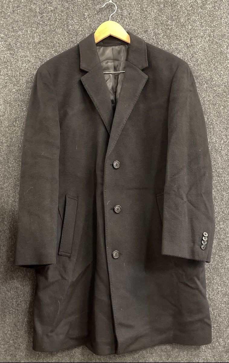Kenneth Cole Men's Black Wool Blend 3-Button Overcoat Car Coat Sz 42S