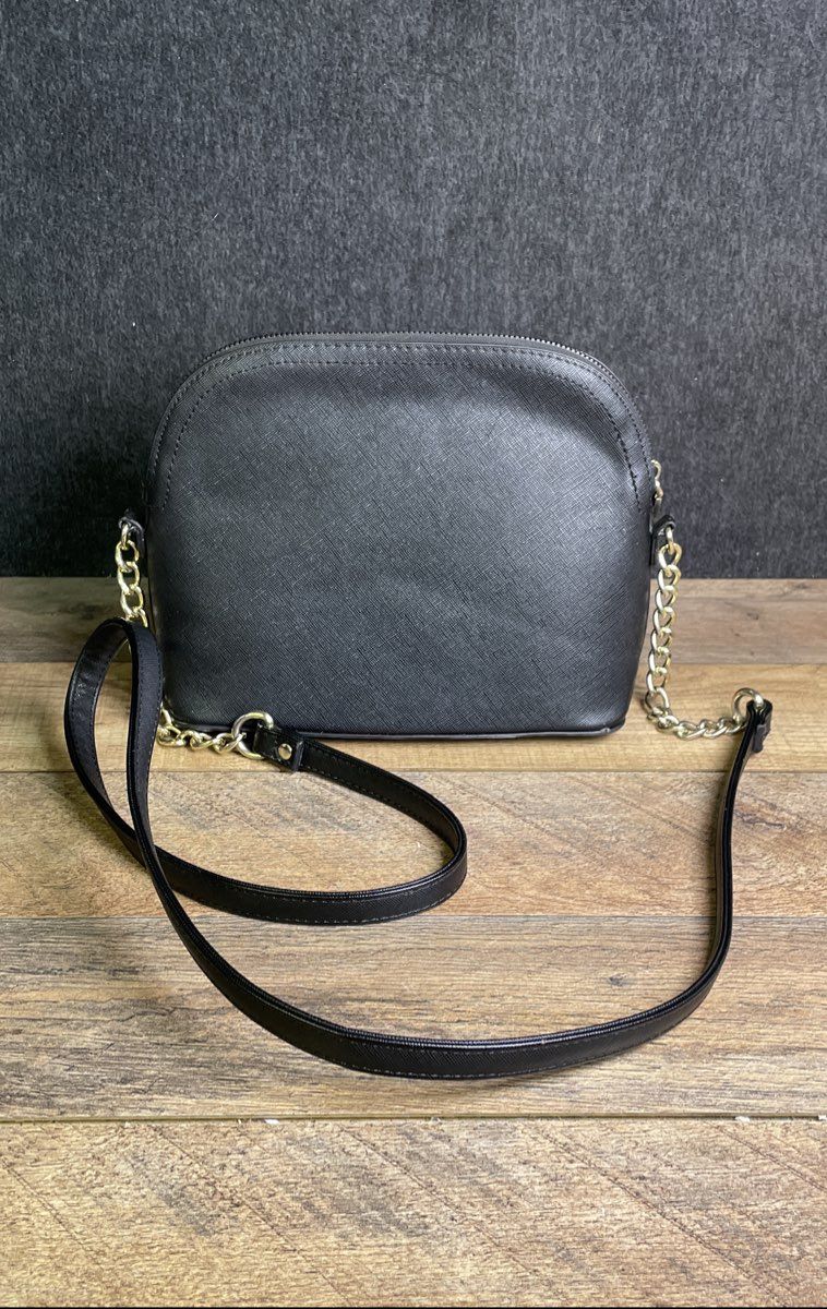 Betsey Johnson Black Saffiano Bow Crossbody Bag Gold Hardware