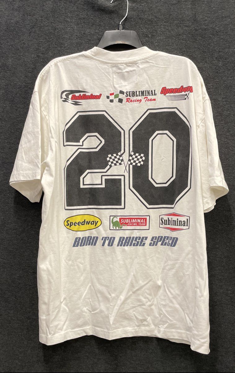 PacSun Men's White Subliminal Racing Team Graphic T-Shirt Speedway Sz XL NWT