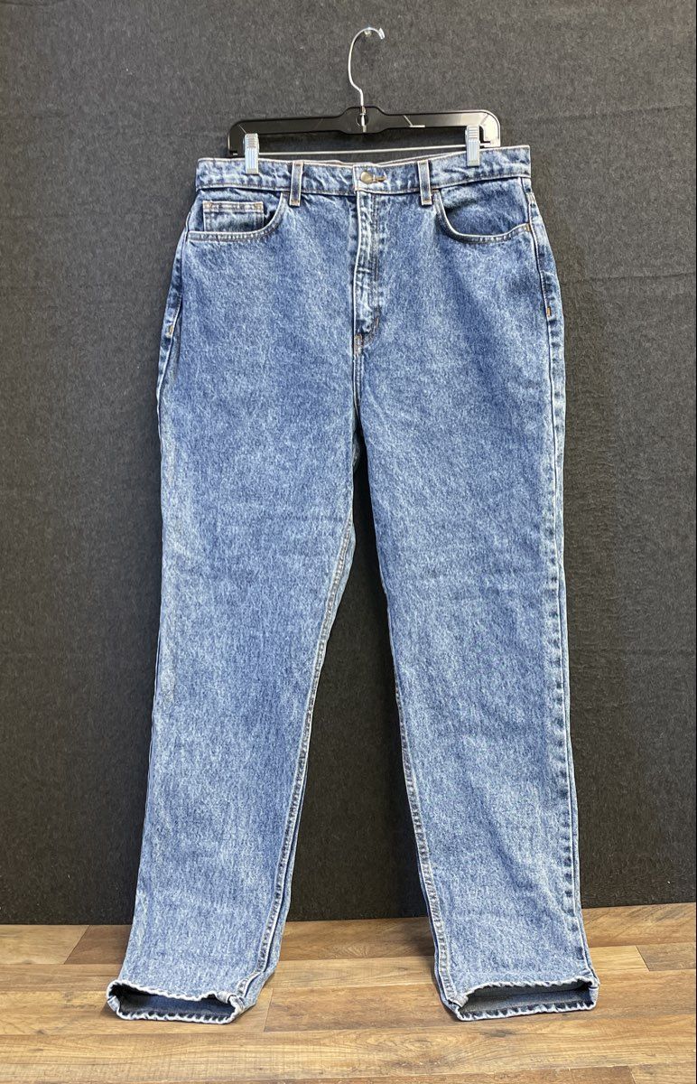 American Apparel Women's Acid Wash High-Waist Jeans Blue Cotton Denim Sz 32