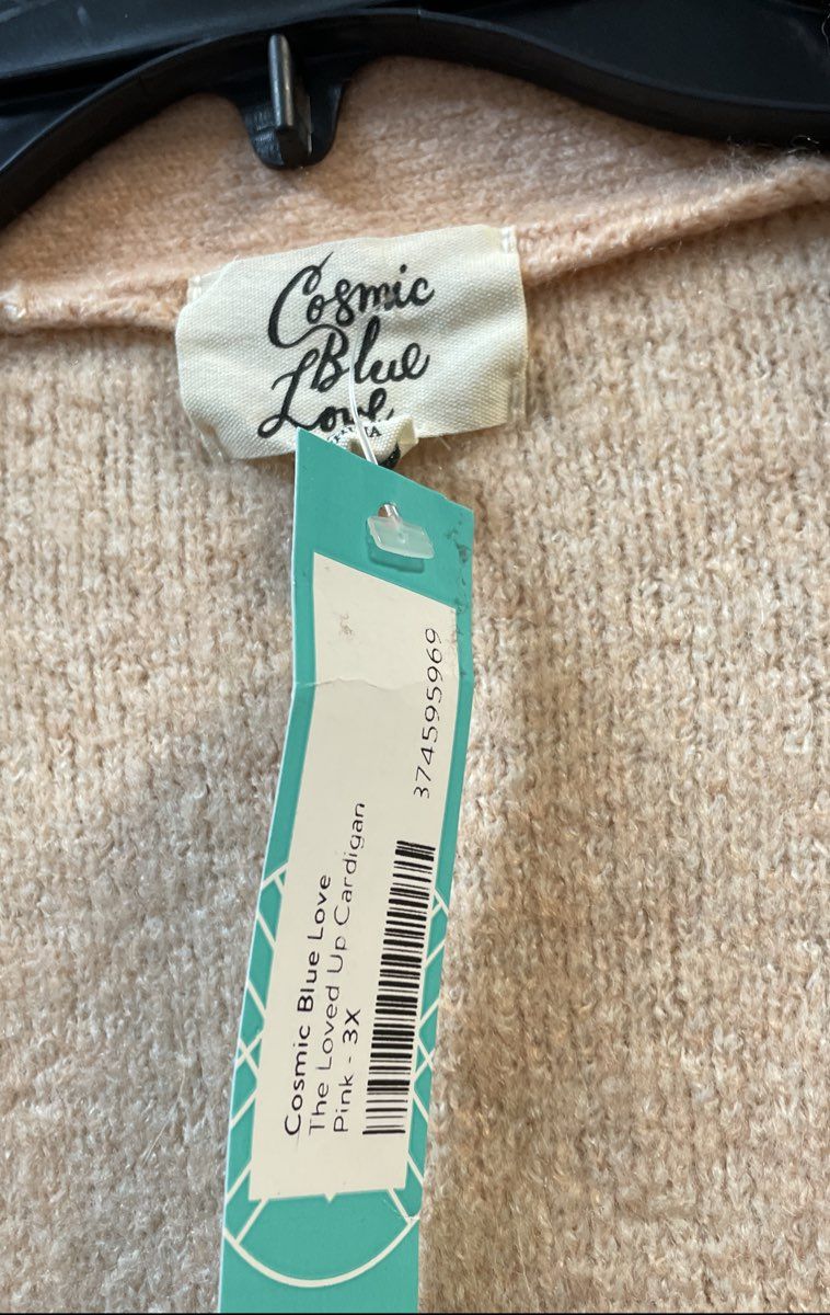 Cosmic Blue Love Women's The Loved Up Cardigan Pink Ivory Hearts NWT Sz 3X