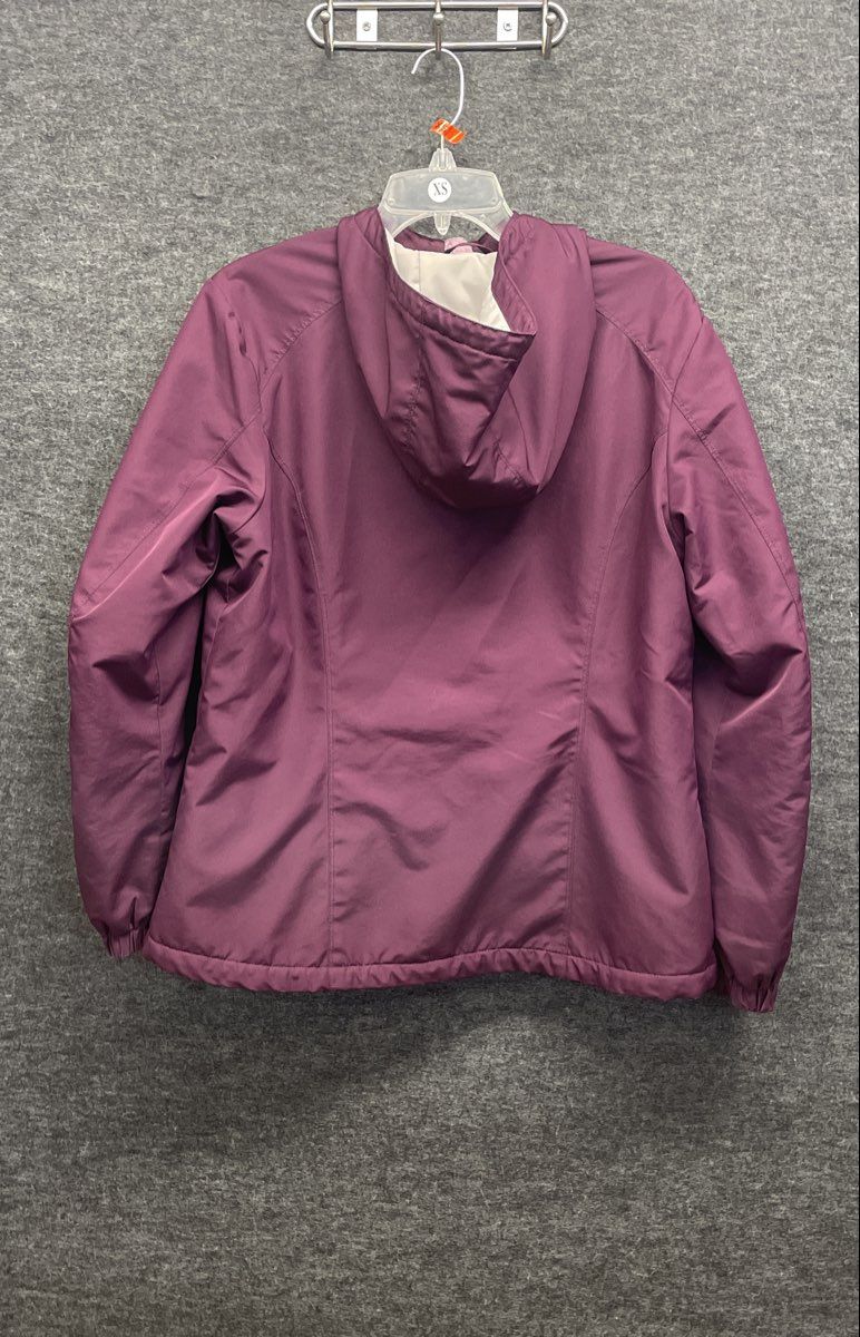 Eddie Bauer Women's Purple Fleece Lined Hooded Jacket Full Zip Outdoor Sz L