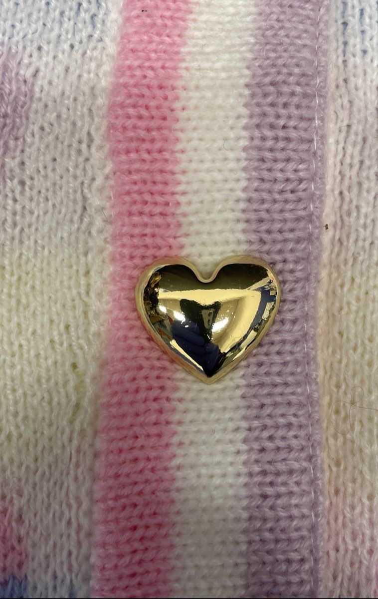Crown & Ivy Women's Ivory Hearts Aplenty Cardigan Gold Heart Buttons NWT Sz S