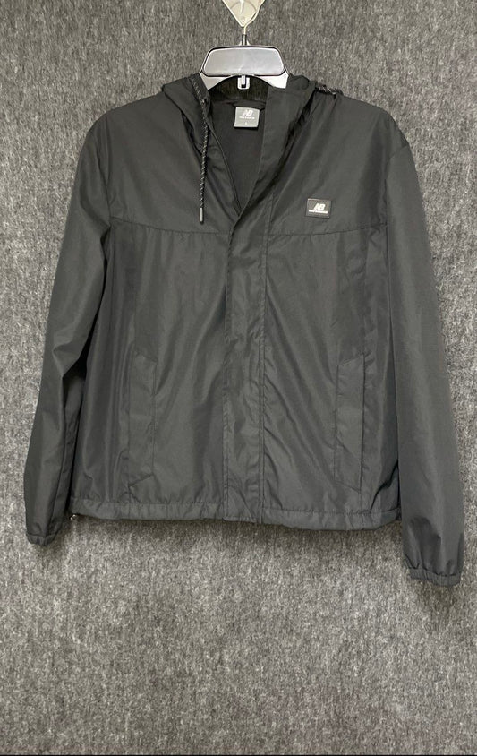 New Balance Men's Black Full Zip Hooded Windbreaker Jacket Mesh Lined Size L