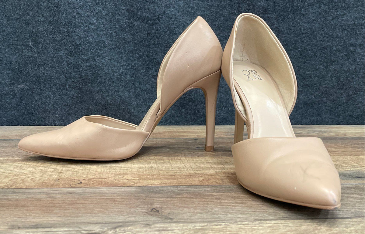 New York & Company Nude D'Orsay Pointed Toe Stiletto Heels Women's Size 7