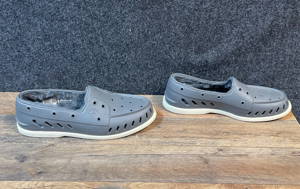 Sperry Authentic Original Float Faux Fur Lined Grey Boat Shoes Men's Size 12