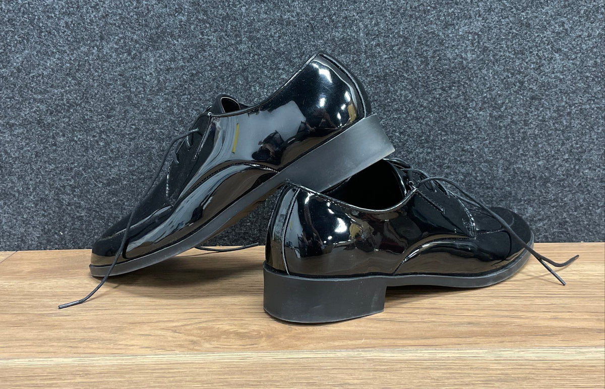 Pronto Uomo Black Patent Leather Mock Toe Derby Shoes Size 10.5 D