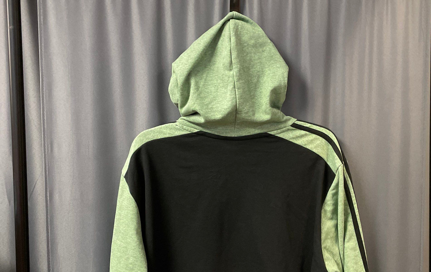 Adidas Men's Black Green Oxide Melange 3-Stripes Pullover Hoodie Sz L NWT