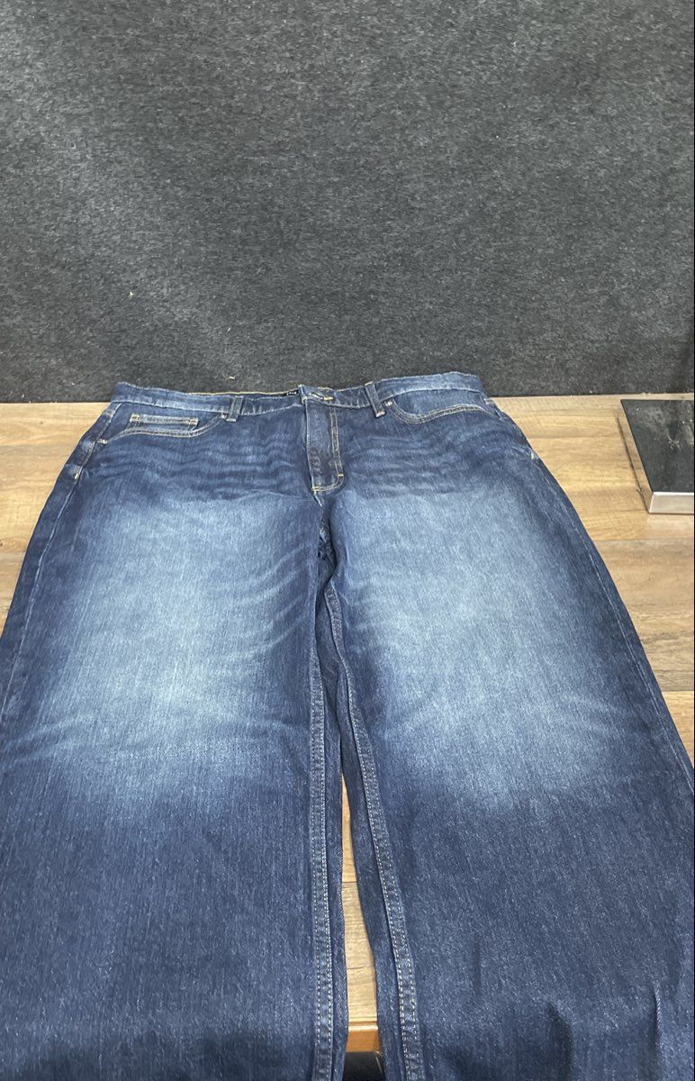 Free Assembly Women's Dark Indigo Mid Rise Wide Leg Released Hem Jeans NWT Sz 14