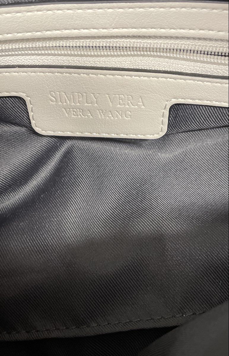 Simply Vera Vera Wang White Vegan Leather Satchel Shoulder Bag Gunmetal Hardware