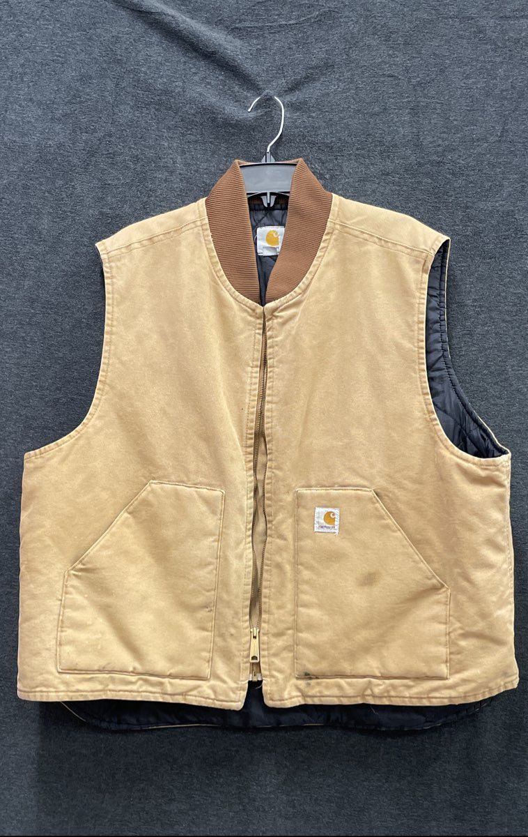 Carhartt Men's Arctic-Quilt Lined Duck Vest Brown Canvas Workwear V01 Sz 2XL