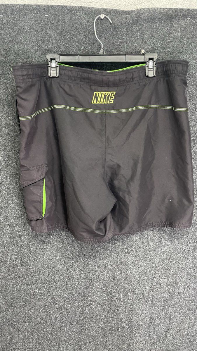 Nike Men's Gray Neon Cargo Swim Trunks Board Shorts Mesh Lined Sz L