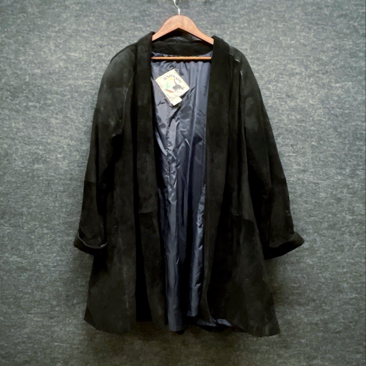 Desperado Women's Vintage 90s Black Suede Leather Shawl Collar Coat Size M