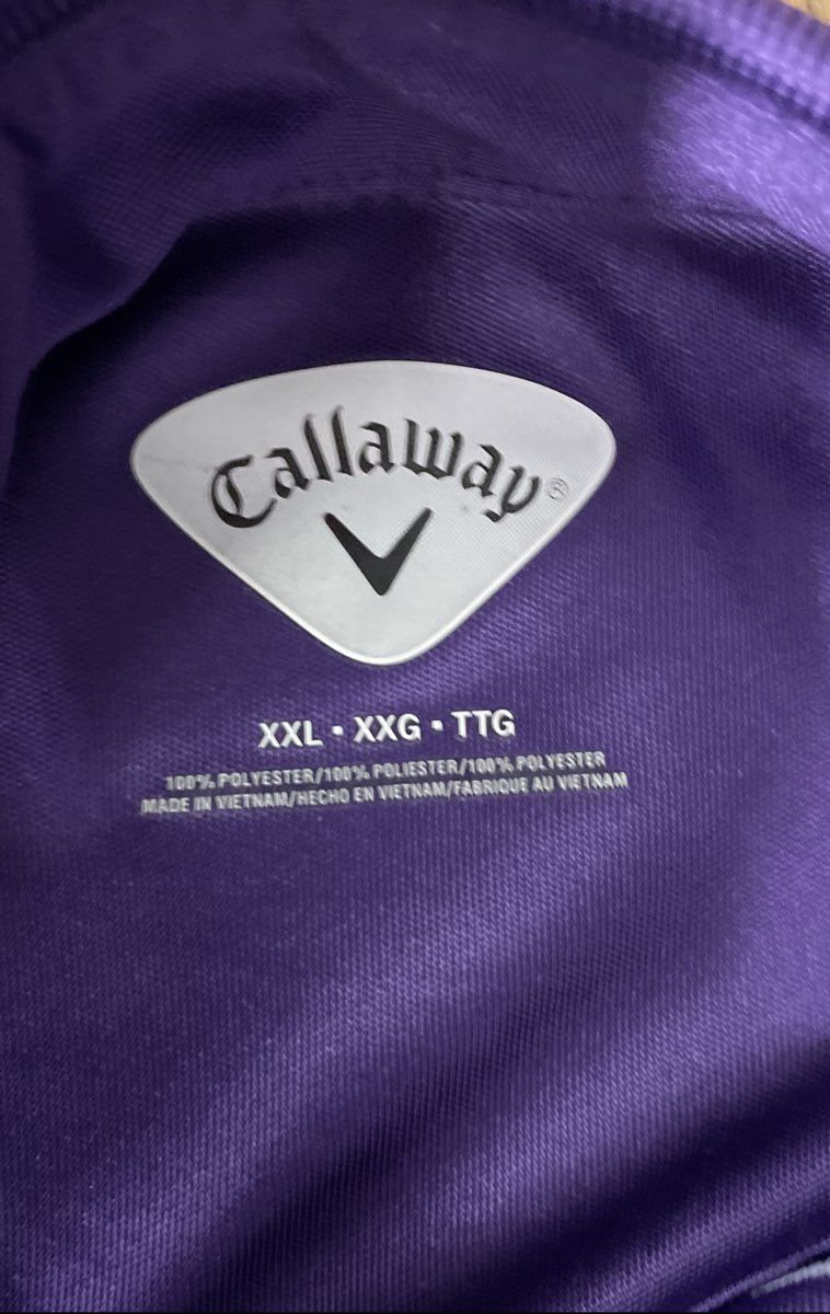 Callaway Men's Purple White Striped Short Sleeve Golf Polo Shirt Sz XXL