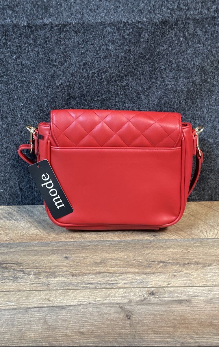 Mode Crimson Red Quilted Flap Crossbody Handbag Gold Hardware NWT COA