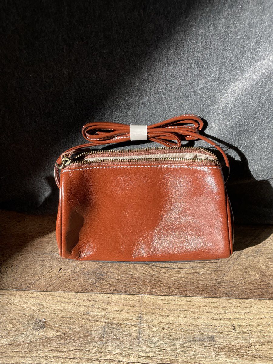 NWT GIRLREEL Brown Top Layer Cowhide Leather Crossbody Shoulder Bag Purse Pouch