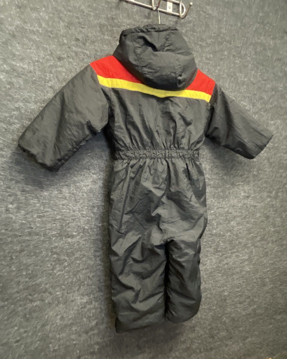 Vintage 90s Windy Trail Weather Tamer Kids Snowsuit Black Red Teal Sz 4