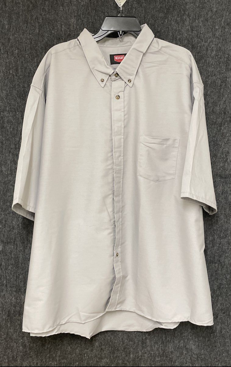 Red Kap Men's Gray Short Sleeve Button Down Industrial Work Shirt Sz 3XL