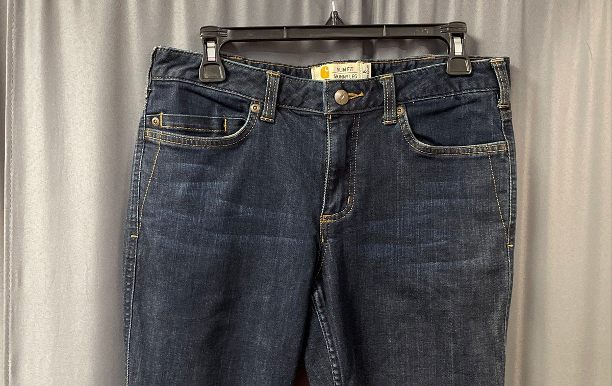 Carhartt Women's Layton Slim Fit Skinny Leg Dark Blue Denim Jeans Sz 8 Regular