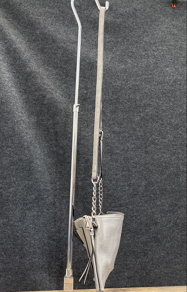 Juicy Couture Grey Pebbled Leather Crossbody Bag Silver Tone Chain Hardware