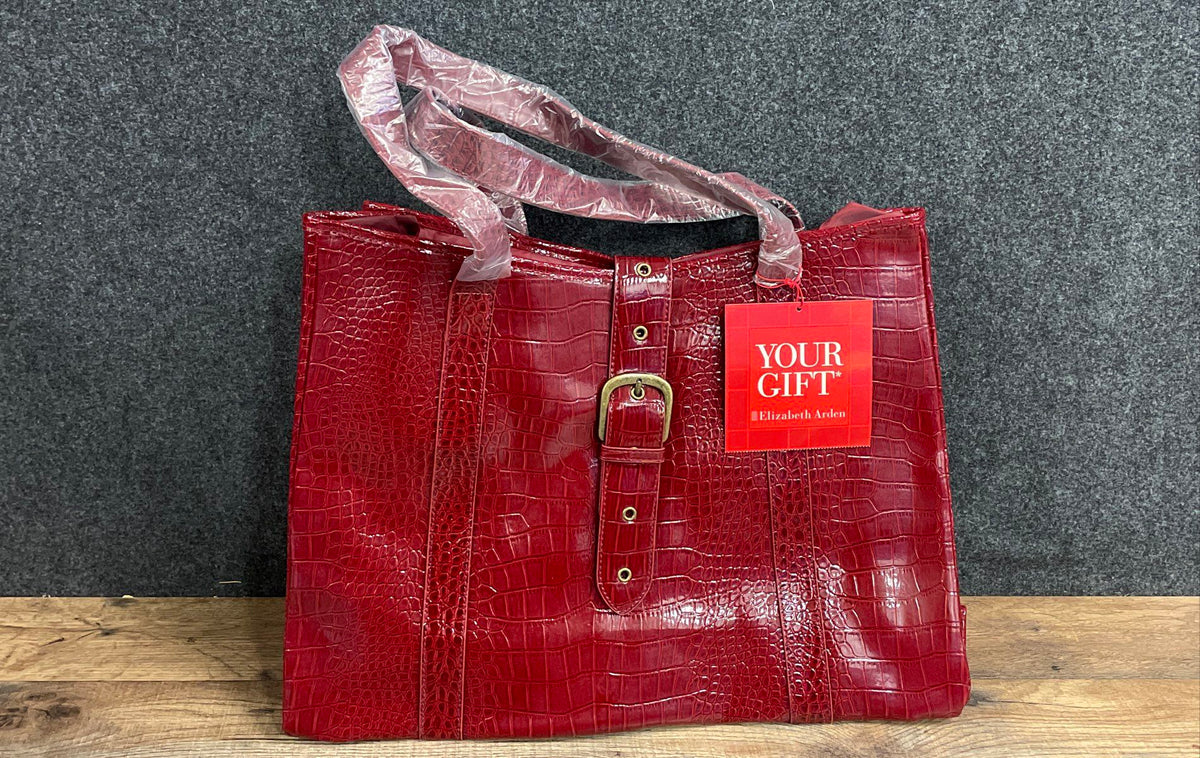 Elizabeth Arden Red Faux Croc Embossed Tote Bag Handbag NWT