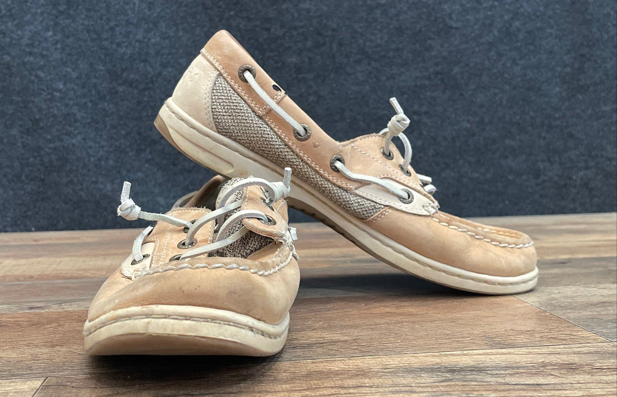 Sperry Top-Sider Angelfish Brown Tan Leather Mesh Boat Shoes Women's Size 7.5