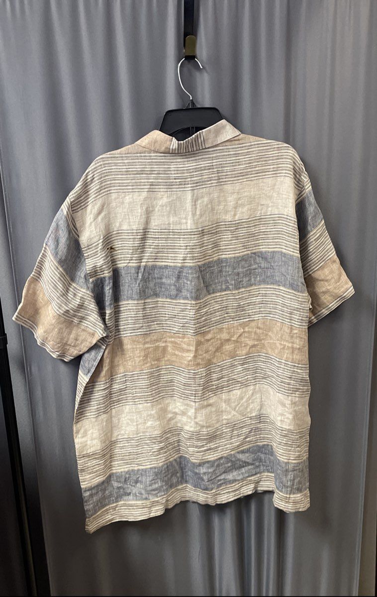 Tasso Elba Island Men's Multicolor Striped 100% Linen Short Sleeve Shirt NWT XXL