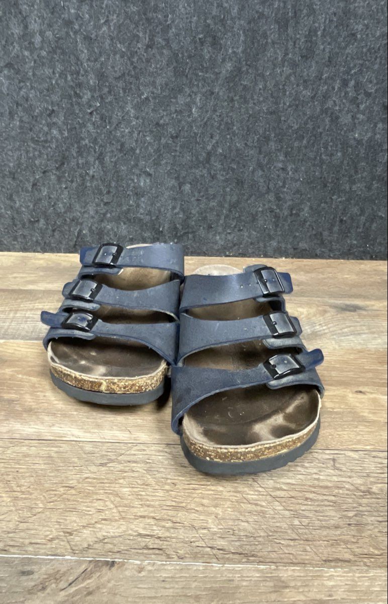 Birkenstock Florida Navy Blue Three Strap Slide Sandals Women's 8 Men's 6 EU 39
