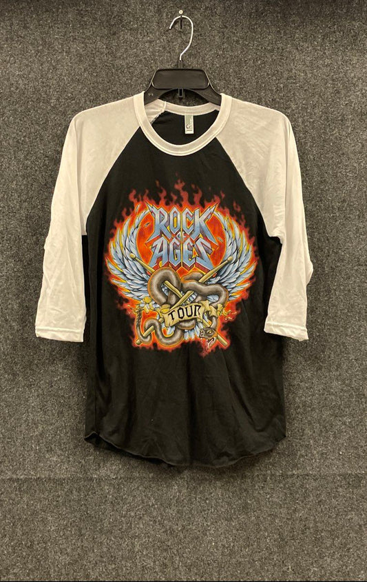 Rock of Ages Musical World Tour 2010 Baseball T-Shirt American Apparel Sz S