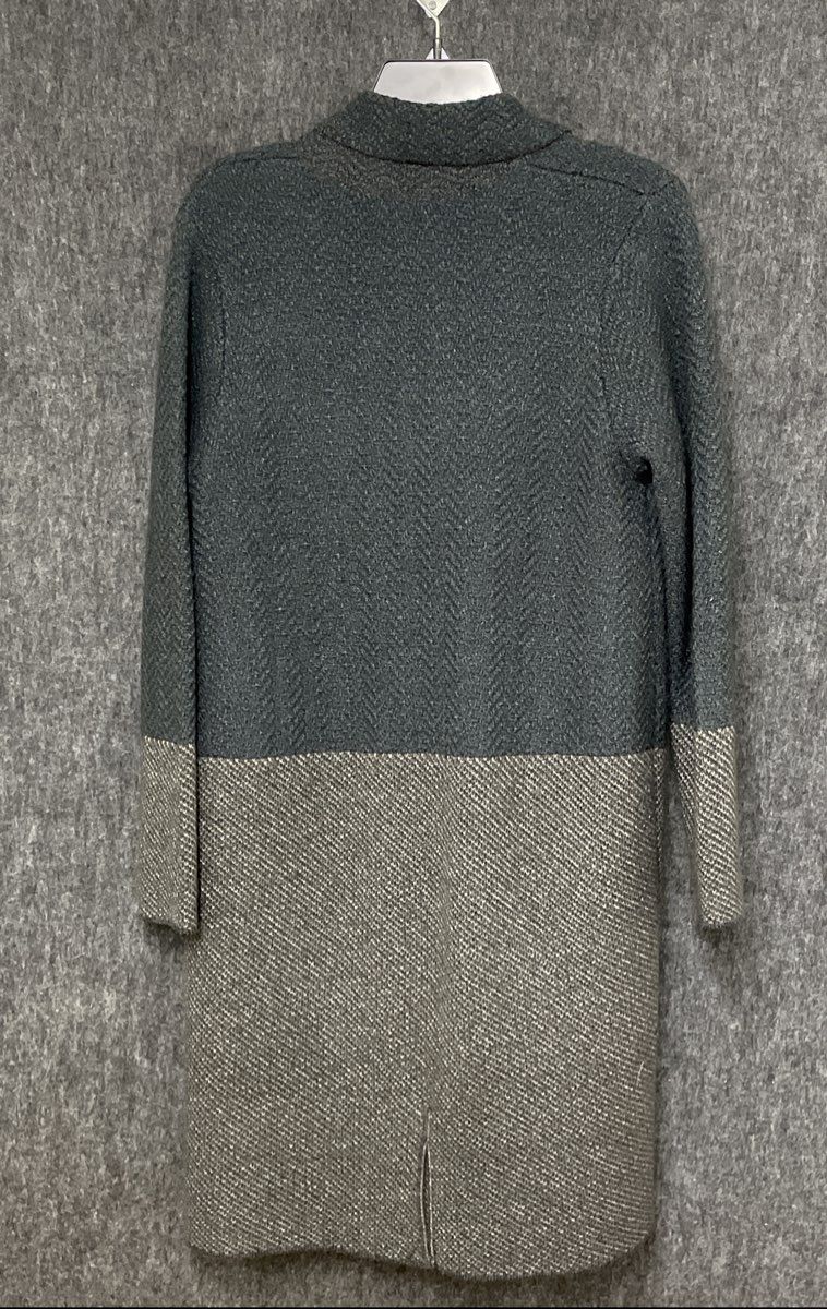 J. Jill Women's Gray Colorblocked Long Button Front Sweater Jacket Sz S Petite