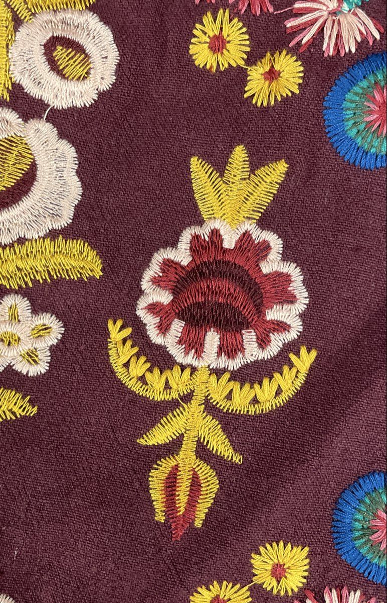 Altar'd State Women's Burgundy Floral Embroidered Linen Cotton Mini Skirt Sz L