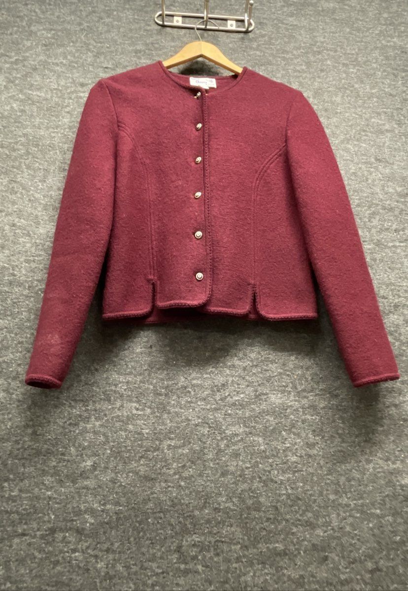 Vintage 90s Deans of Scotland Women's Purple Pure Wool Cardigan Sweater Sz 6