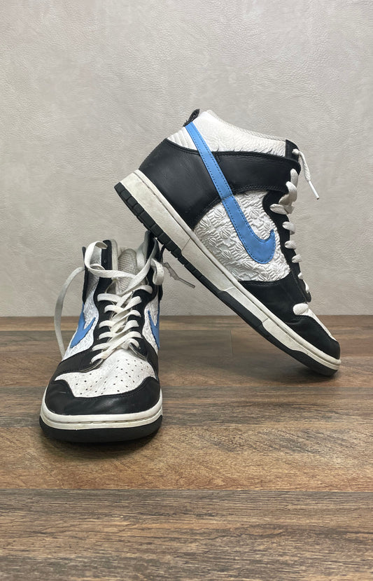 Nike Dunk High Retro Black University Blue Embossed Logo Sneakers Size 10