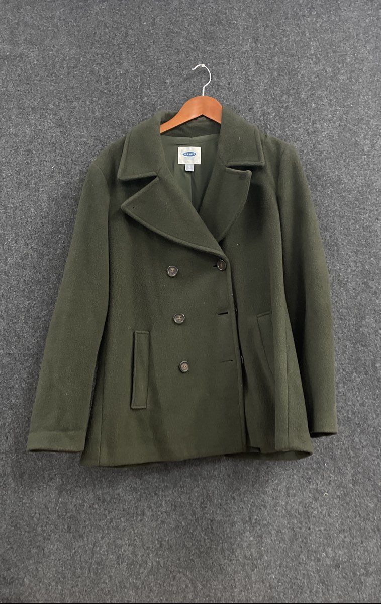 Old Navy Women's Classic Peacoat Green Double Breasted Wool Blend Sz XL