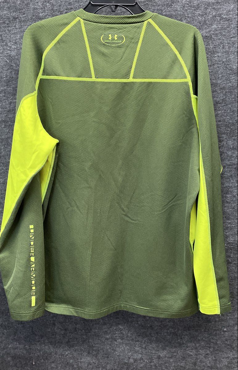 Under Armour Men's ColdGear Fitted Long Sleeve Shirt Olive Green Lime Sz XL