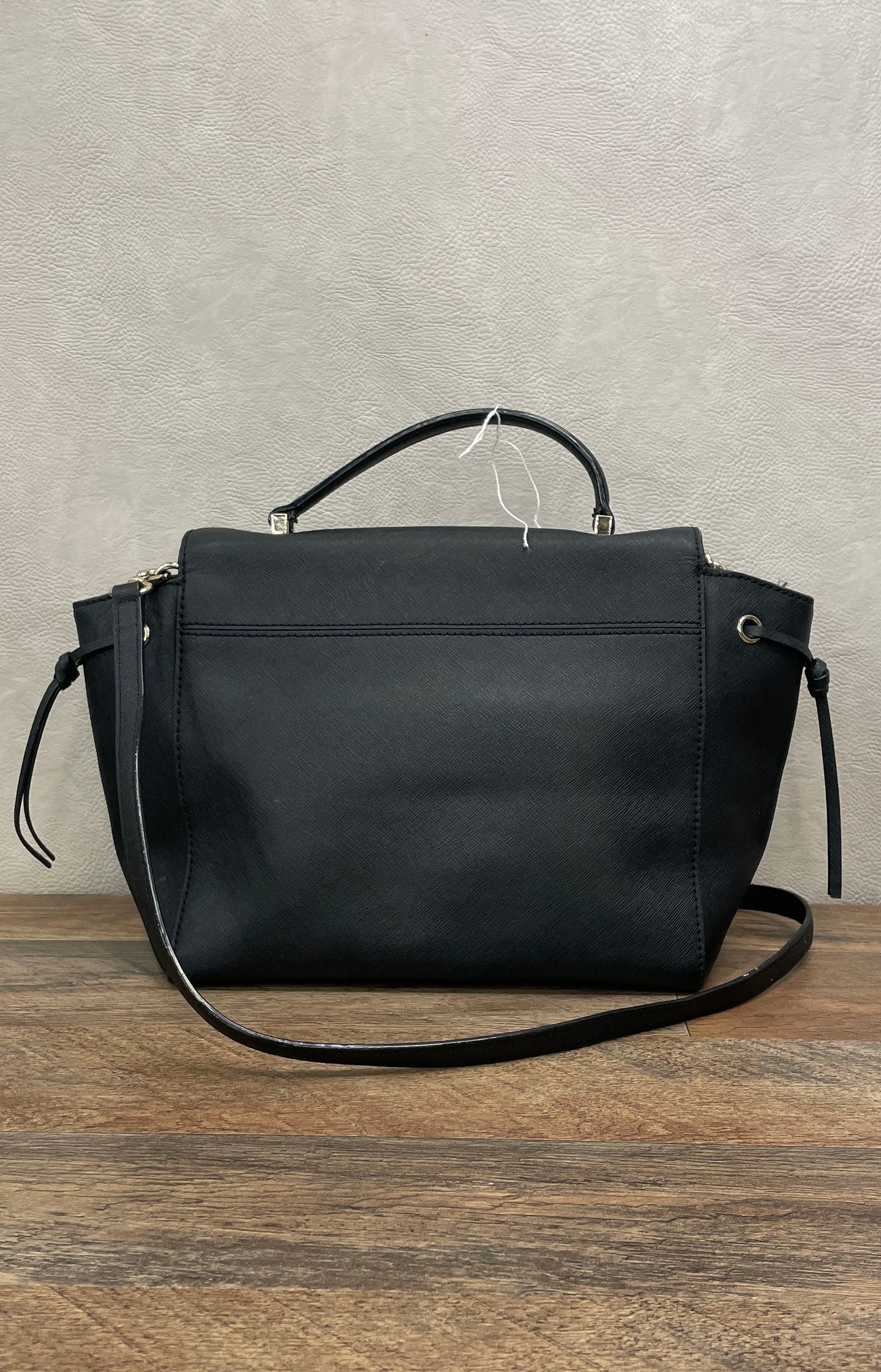 Kate Spade Black Saffiano Leather Top Handle Satchel Crossbody Bag Gold Hardware