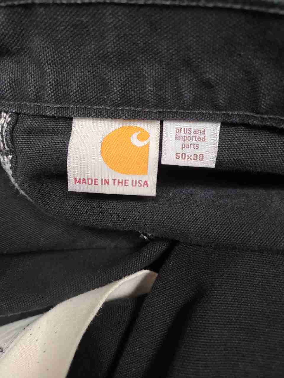 Carhartt Men's Black Double Knee Logger Work Pants Made in USA Sz 50x30