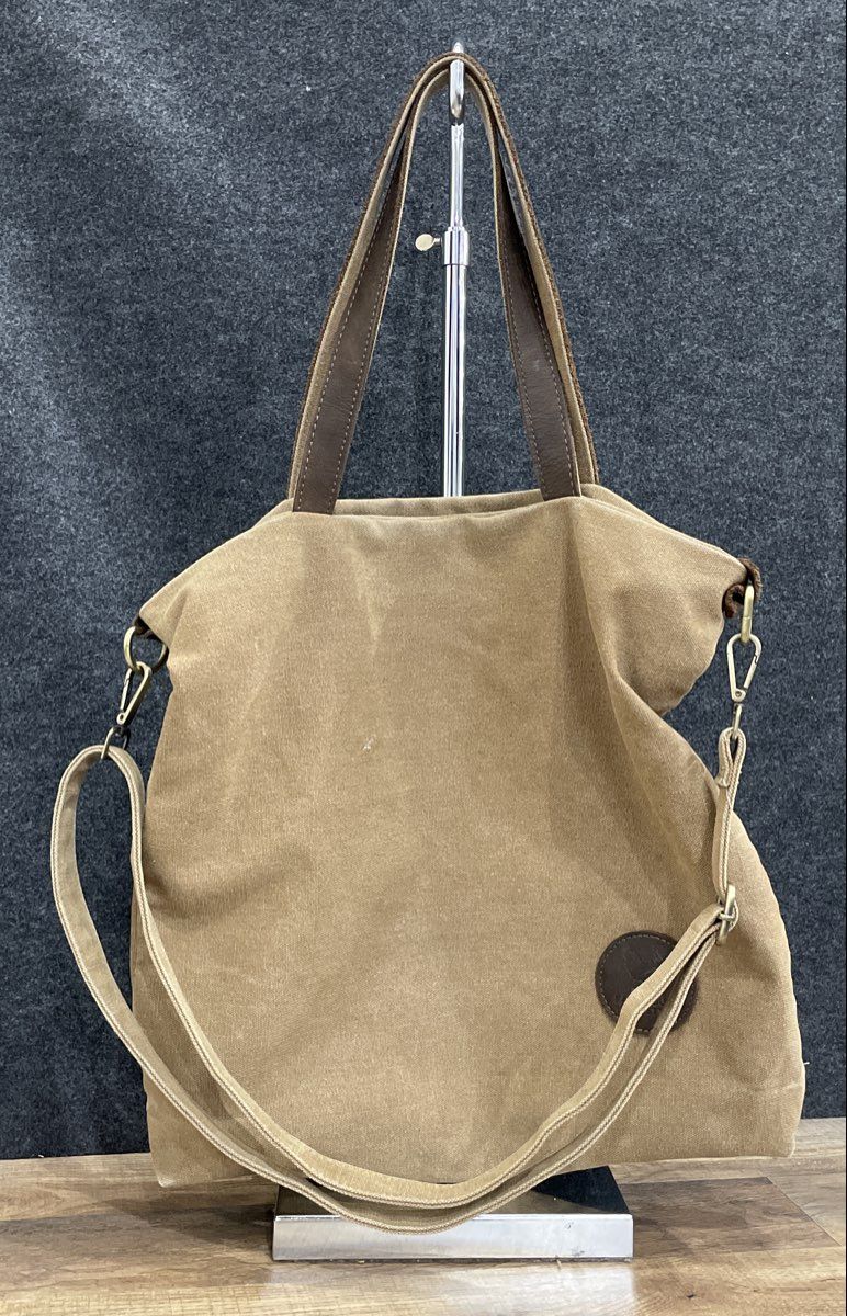 Farmhouse Is My Style Brown Canvas Large Crossbody Tote Bag Leather Trim