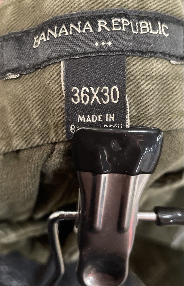 Banana Republic Men's Olive Green Cotton Chino Pants Waist Tabs Sz 36x30